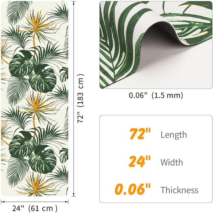 Travel Foldable Suede Yoga Mat, Tear-resistant Non-Slip Fitness Mat, Tote Bag included for Yoga Pilates Exercise Workout, 0.06 Inch/1.5 mm Thick, 72 x 24 Inch/183 x 61 cm