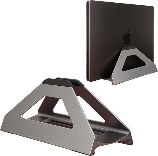 Vertical Laptop Stand, Space Saving Holder for MacBook with Tool-Free Width Adjustment, Pretty Anodized Aluminum for Desk, Universal Fit for 10-17" Laptop
