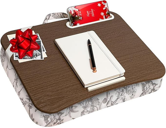 LAPGEAR Designer Lap Desk with Phone Holder and Device Ledge - Hummingbird Toile - Fits up to 15.6 Inch Laptops - Style No. 45413