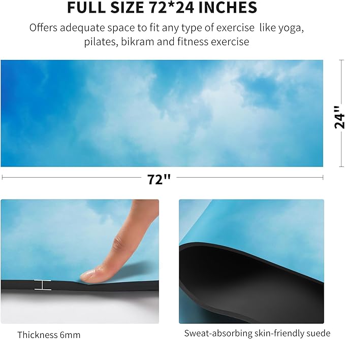 nuveti Yoga Mat Print Extra Thick TPE Non Slip Fitness Exercise Mat with Carrying Bag,72"x24" Extra Thick 6MM Exercise & Workout Mat for Yoga, Pilates Fitness and Floor Exercises