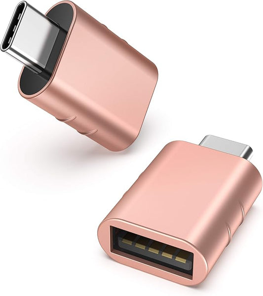 Syntech [2 Pack USB Male to USB3 Female Adapter Compatible with iPhone 17 Pro Max iMac iPad mini/Pro 2023 Pro MacBook Air 2024 and Other Type C Devices, Rose Gold