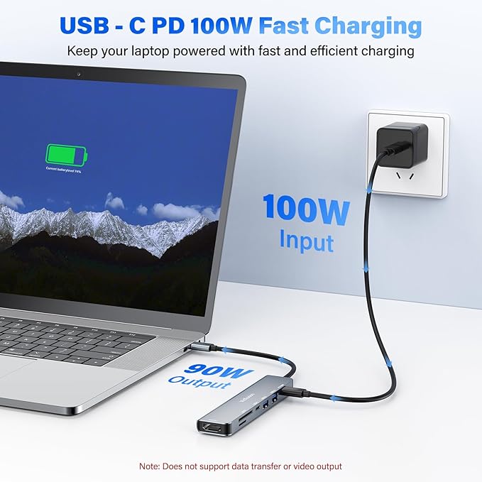 USB C Hub Multiport Adapter 7-in-1 with 4K HDMI Dongle USB 3.0,SD/TF Card Reader, 100W PD Charging, Aluminum, USB C Docking Station USB c hub for MacBook Pro/Air, PC/Laptop/Tablet Devices