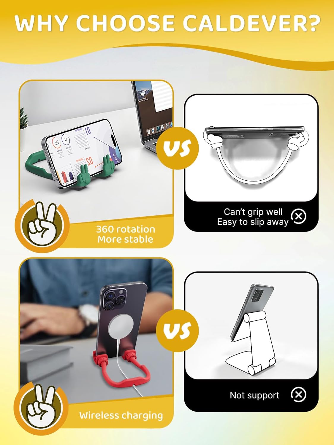 Stocking Stuffers for Teens Girls Boys Kids Cell Phone Stand: 2 Pack Upgrade Adjustable Peace Sign Thumbs Lazy Phone Holder for Desk Cool Gadgets Birthday Gifts for Women Men Adults (Forest Green&Red)