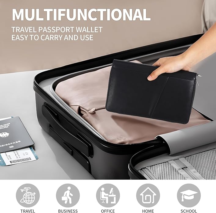 Leather Passport Holder Family, RFID Blocking Passport Wallet, Travel Essentials Premium Wallets