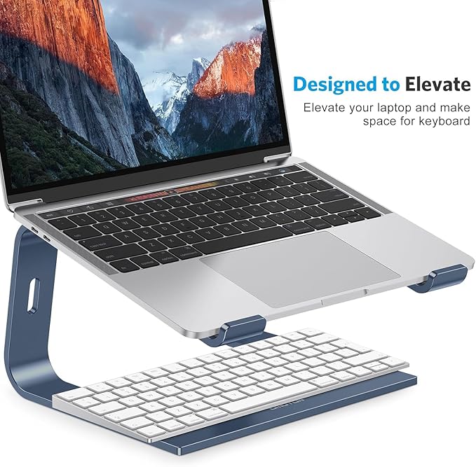 OMOTON Laptop Stand - Detachable Laptop Mount, Aluminum Holder for Desk, Compatible with MacBook, Dell, HP & More (11-16 inch), DeepNavy