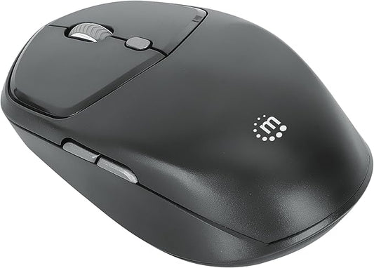 MANHATTAN Wireless Compact Travel Mouse – 2.4 GHz RF, 800/1200/1600 dpi, Six Buttons with Scroll Wheel, USB-A & USB-C 2-in-1 Receiver Dongle – for Laptop, Computer, PC -3 Yr Mfg Warranty–190244
