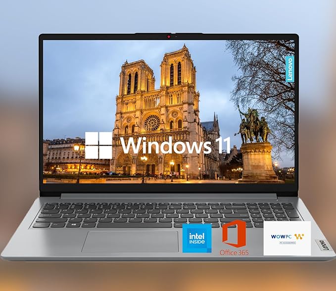 Lenovo 15.6" HD IdeaPad Anti-glare Screen w/ 1 Year Microsoft 365, 384GB SSD, 20GB RAM, Windows 11 Home, WiFi 6, HDMI, USB-C, Intel Processor, SD Card Reader, Up to 9.5 Hours Battery Life, w/WOWPC USB