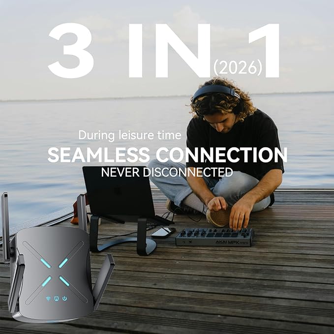 2026 WiFi Extender Signal Booster, 10X Faster WiFi 6 Extender, 18899 sq.ft. Internet Repeater for Home, Dual-Band Network Extender, Wireless Router Signal Amplifier w/Gigabit Ethernet Port, Easy Setup