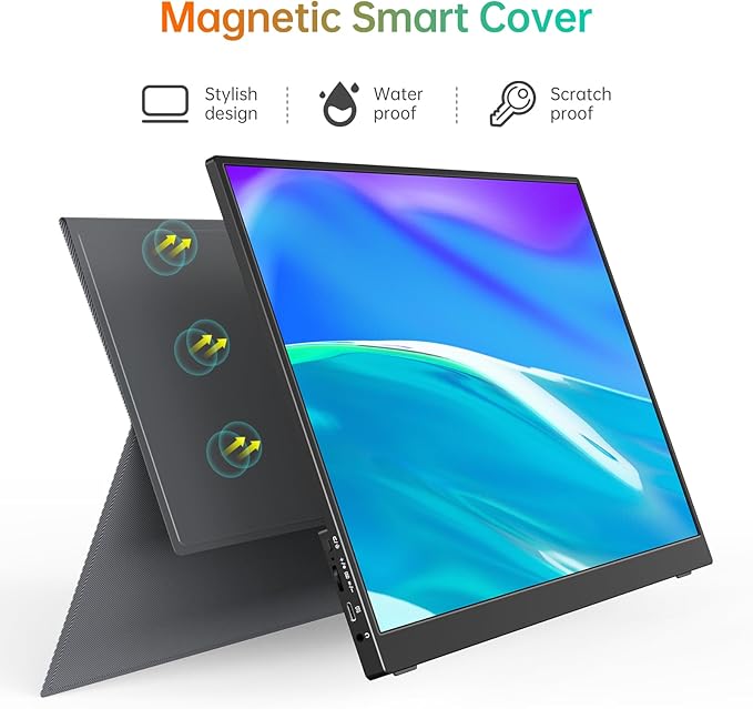 MNN 17.3" Portable Monitor 1080P FHD 144Hz Narrow Edge Laptop Monitor USB C HDMI Gaming Computer IPS HDR Screen for PC Mac Phone Xbox PS5 Switch Laptop w/Smart Cover & Speakers