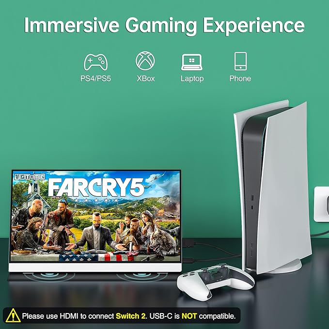 cocopar Portable Travel Monitor 15.6 Inch 1080P FHD USB-C Portable Screen with Dual USB-C HDMI Portable Monitor for Laptop PC Mac Surface Xbox PS5, with Cover VESA Mountable