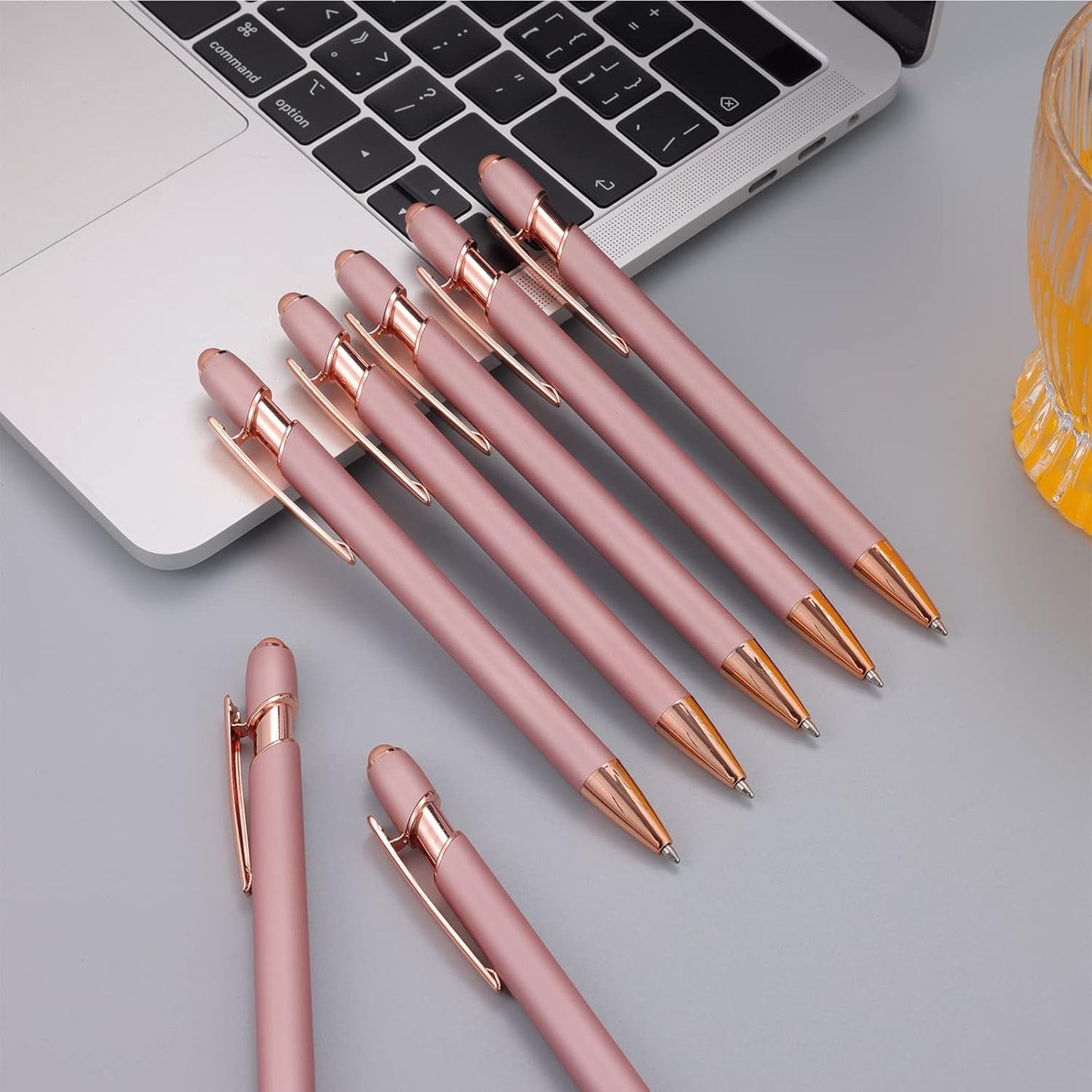 12 PCS 2 in 1 Stylus Ballpoint Pen with Stylus Tip, 1.0 mm Black Ink Metal Pen Stylus Pen for Touch Screens (Rose Gold & Gold)