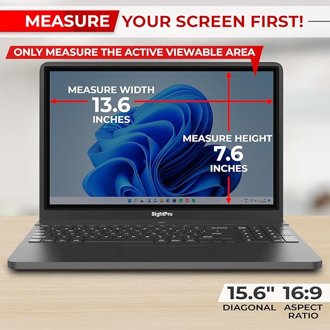 15.6 Inch 16:9 Laptop Privacy Screen Filter - Computer Monitor Privacy Shield and Anti-Glare Protector