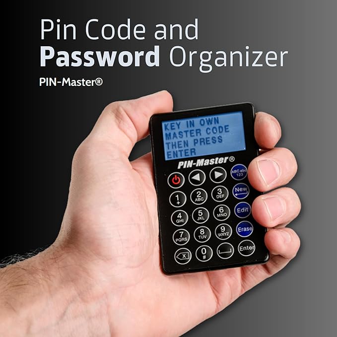Password Keeper (150 Codes – 60 Characters Each) - Low Tech Electronic PIN Code & Password Organizer (Credit Card Size 3.370 in x 2.125 in) The Password Journal Device fits in Your Wallet