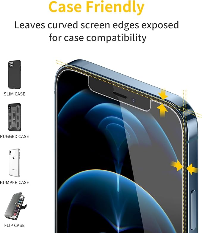 UNBREAKcable 3-Pack Screen Protector for iPhone 12 Pro Max, Double Shatterproof Tempered Glass [Easy Installation] [9H Hardness] [99.99% HD Clear] [Case Friendly] for iPhone 6.7 inch
