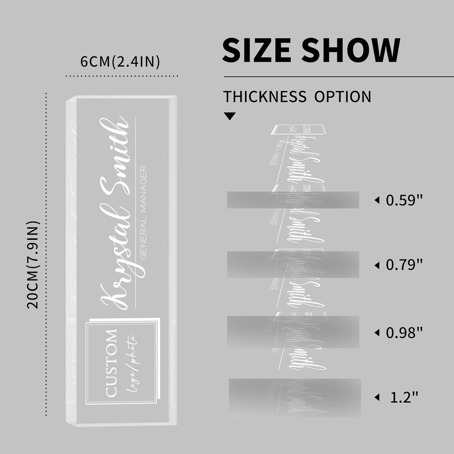 Custom Name Plate for Desk | Personalized Logo Desk Name Plate | Personalized Boss Employee Teacher Appreciation Gifts | Acrylic Name Plate Office Desk Accessories