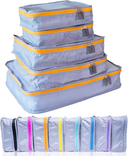 MUMI Packing Cubes – 5-Piece Compression Packing Cubes for Travel, Luggage Organizers for Suitcases, Carry-On Bags, Backpacks, and Duffel Bags – Space-Saving Travel Essentials - Orange