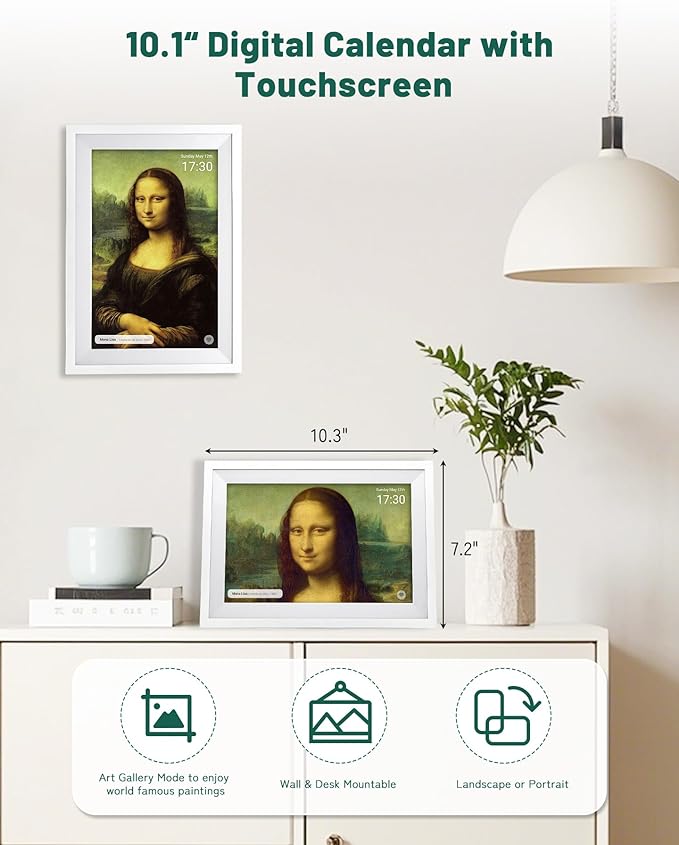 Digital Wall Calendar with Touchscreen, 10 inch Smart Calendar, Electronic Calendar for Family, WiFi Family digital calendar Chore Chart, Wall Planner, WiFi Digital Picture Frame