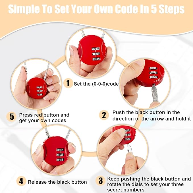 3 Pieces Cable Luggage Locks 3 Digit Combination Locks Combo Locks Wire Stroller Locks TSA Approved Padlocks for Travel Bike Backpack Cabinet, 30 Inch Wirerope (Black,Blue,Red)