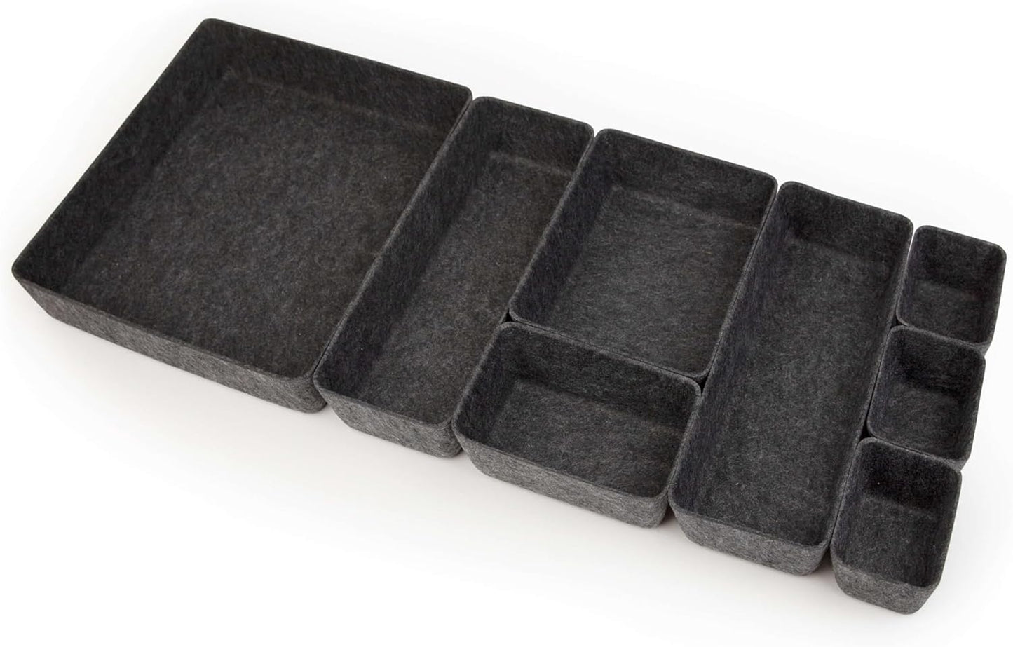 Three by Three Seattle Felt·Like·It! Felt Bins for Office, Crafts, Classroom, Living Room, Bedroom: Charcoal, Set of 8