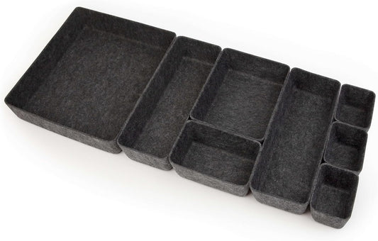 Three by Three Seattle Felt·Like·It! Felt Bins for Office, Crafts, Classroom, Living Room, Bedroom: Charcoal, Set of 8