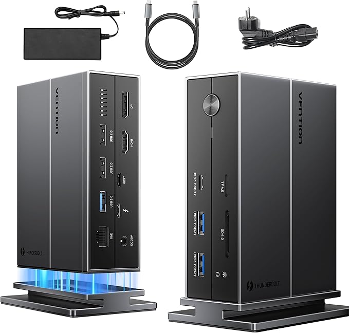 VENTION 8K 14-in-1 Thunderbolt 4 Docking Station Triple Monitors with 135W Power Adapter 40Gbps USB-C Docking Station for MacBook Pro/Air, Thunderbolt 4/3 Windows PC (8K HDMI DP, 3xUSB 3.2, Ethernet)