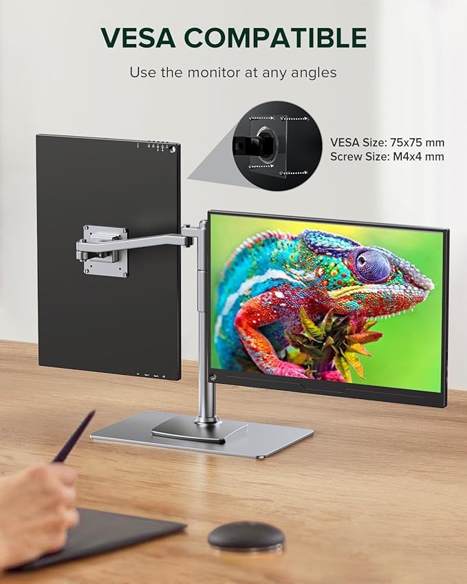 UPERFECT 2.5K QLED Portable Monitor, 16" 2560x1600 QHD Portable Gaming Monitor HDR FreeSync Laptop Monitor w/VESA & Smart Case Matte Eye Care External Second Screen for PC Laptop Phone Game Console