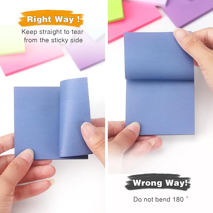 12 Pack Bright Colors Sticky Notes 3x3 Inch, Strong Sticky Self-Adhesive Notepads, 50 Sheets/Pad, 12 Multicolor for Office, School, and Home Organization