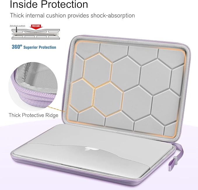 FINPAC Hard Laptop Sleeve Case for 13 inch MacBook Air M4 2025 M3 2024, 14 inch MacBook Pro M4/M3/M2/M1 A2918 A2992 A2779 A2442, 13'' Air/Pro, Waterproof Case for Dell, Surface Laptop, HP, Acer, Lilac
