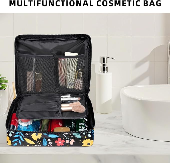 BAGAIL 8 Set Packing Cubes Luggage Packing Organizer Bags for Travel Accessories-Black Floral