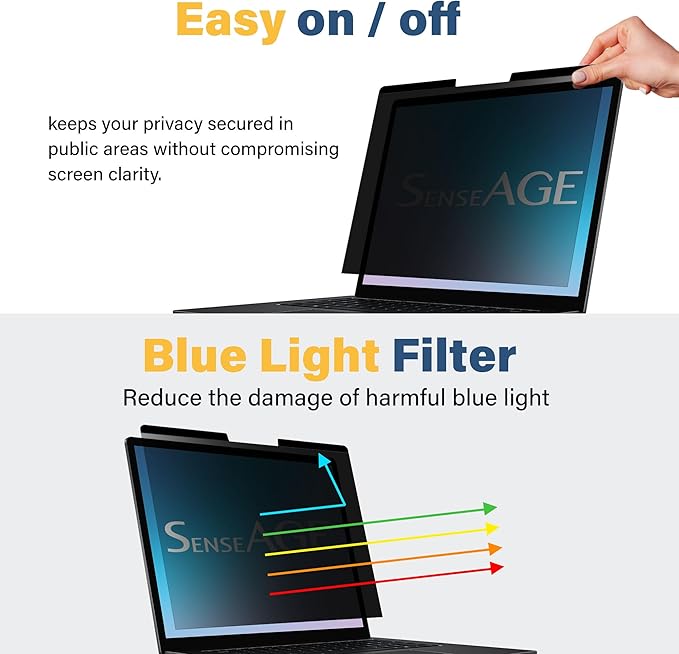 SenseAGE Magnetic Privacy Screen Protector for Surface Laptop 13.5 inch (6/5/4/3/2/1), Easy On/Off Privacy Filter, Anti Blue Light Glare, Notebook Privacy Screen Filter, Compatible with Surface Laptop 13.5"