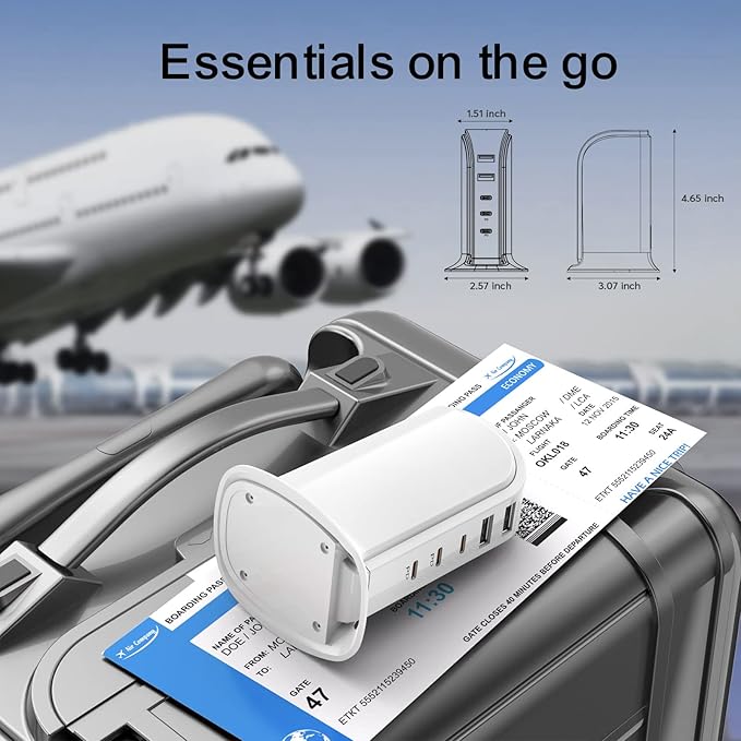 USB C Charger Block Multiport Upoy, Upgrade Charging Station with 3 Type-C PD 20W and 2 USB Ports, Desktop USB Tower Hub for Mutiple Devices, Travel/Home Power Adapter, Worldwide Compatible