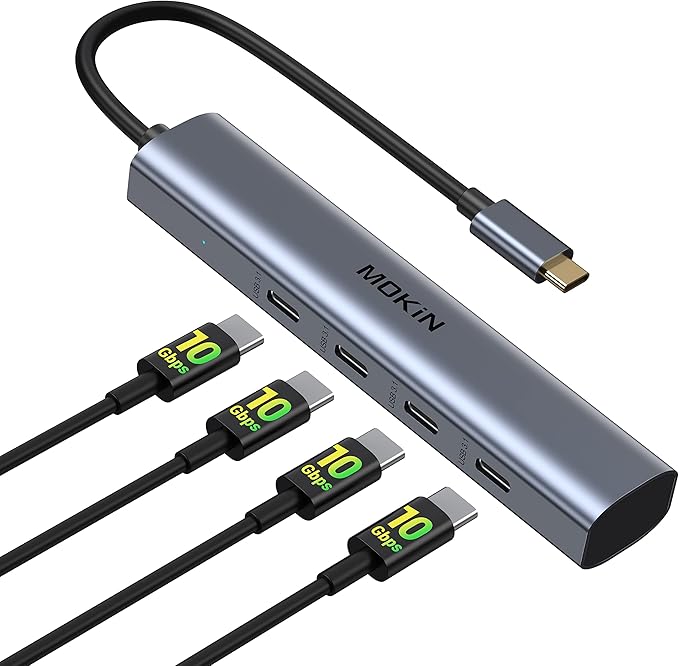 USB C Hub,10Gbps USBC Splitter for Laptop,4 Ports USB C to USBC Hub Multiport Adapter for MacBook Pro/Air,iPad,Phone,Surface Pro,Chromebook, Dell, HP, Lenovo,etc (Not Support Charging/Extend Monitor)