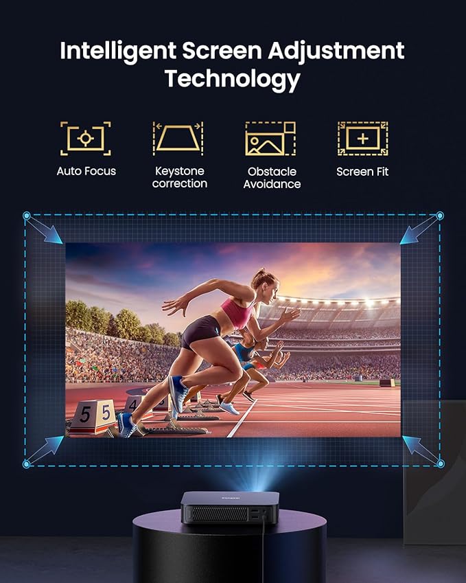 Dangbei Atom Portable Laser Projector, 1200 ISO Lumens, 3D Ready, Official Netflix, 1080p HD with 4K HDR Input, 180" Display, HDR10, 2x5W Dolby Audio, Home Theater Projector with WiFi and Bluetooth