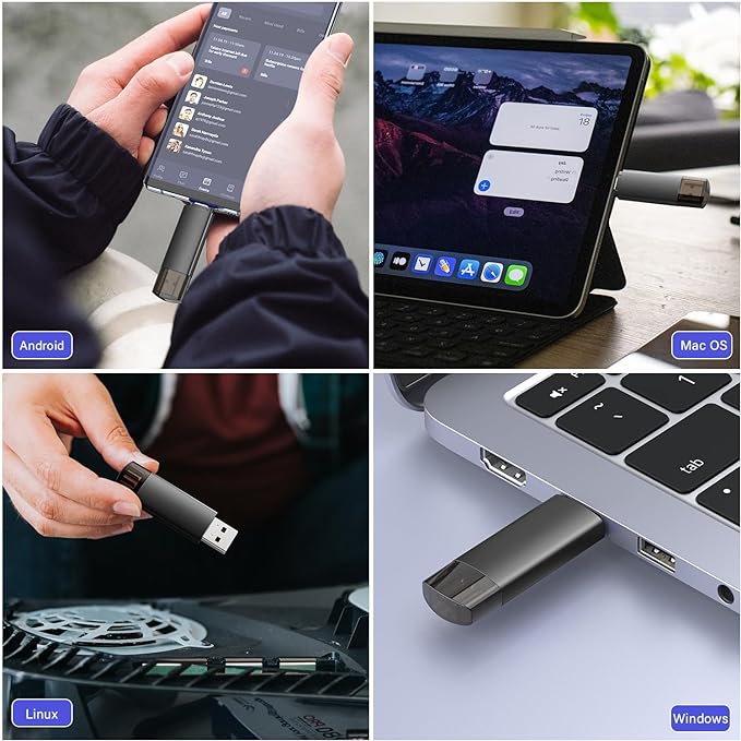 128GB USB C Flash Drive Dual USB 3.1 Flash Drive Type C + USB A Portable Type-C Flash Drive 2-in-1 USB-C Thumb Drive for Smartphone Tablet Computer Mac iPhone 15 Black