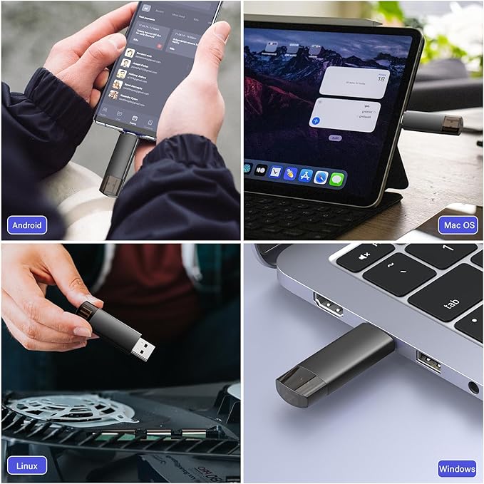 64GB USB C Flash Drive Dual USB 3.0 Flash Drive Type C + USB A Portable Type-C Flash Drive 2-in-1 USB-C Thumb Drive for Smartphone Tablet Computer Mac iPhone 16 (2packs)