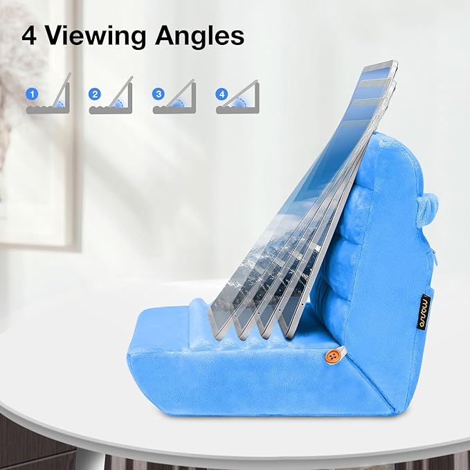 MOSISO Tablet Pillow Stand,Soft Tablet Holder for Lap,Tablet Soft Pad Dock with Pockets&Stylus Slot&4 Viewing Angles Compatible with iPad Pro 12.9,11,10.5,9.7,Air Mini 6,5,4,3, E-Reader, Royal Blue