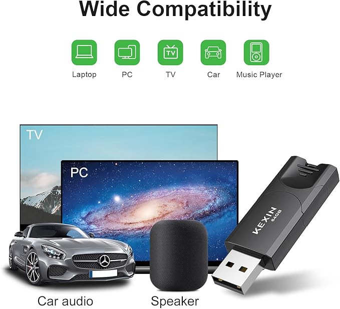 KEXIN 64GB Flash Drive 10 Pack Thumb Drive USB Flash Drive Zip Drive USB 2.0 Memory Stick Data Storage (64GB, Black)