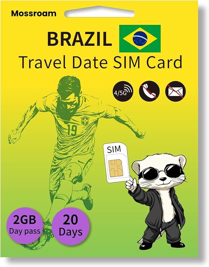 Brazil 3 in1 Physical SIM - Prepaid 4G/5G LTE Data for Tourists - No Contracts, No Roaming - Easy Setup for Unlocked Devices
