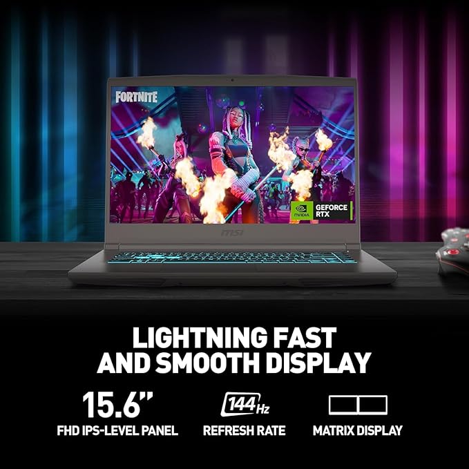 MSI Thin 15.6 inch 144Hz FHD Thin Bezel IPS Gaming Laptop, AMD Ryzen 5 7535HS, NVIDIA GeForce RTX 4060 -Window 11 PRO, w/HDMI Cable (2025) (64GB RAM | 4TB PCIe SSD)