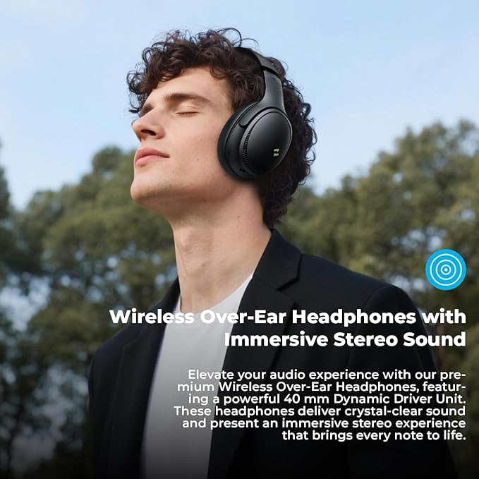 havit Active Noise Cancelling Headphones, Wireless Headphones Over Ear, Foldable Bluetooth 5.3 Over The Ear Headphone, 50H Playtime, HD Stereo Sound, Custom EQ via App for Travel, Office, Home