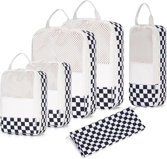 Narwey 6 Set Compression Packing Cubes for Travel Kids Women Carry on, Packing Organizers Bag for Backpack Luggage Suitcase Duffle Bags