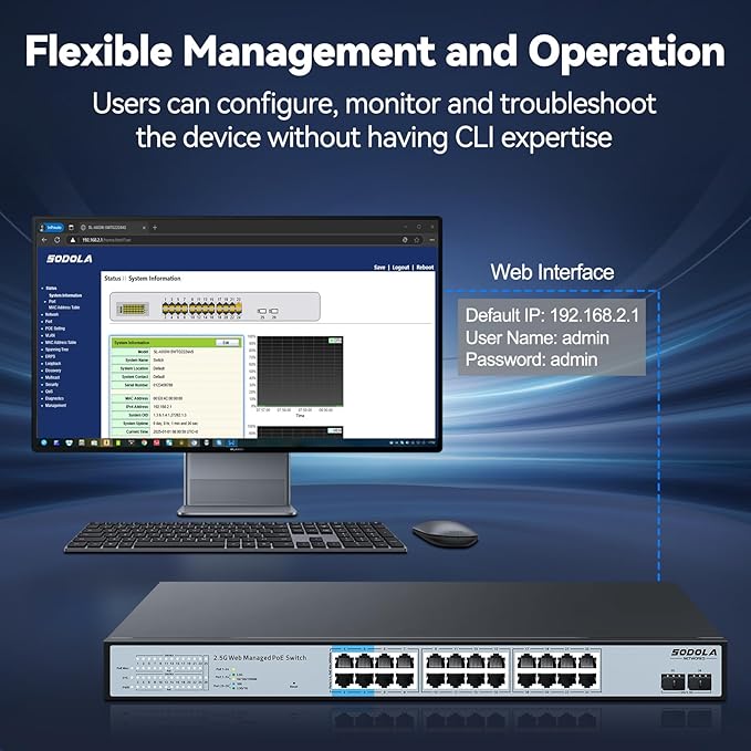 24 Port 2.5Gb PoE Switch Easy Smart Managed 24 PoE+ Port @500W, 2 x 10G SFP+, IEEE 802.3af/at/bt 90W Supported,LACP/QoS/VLAN/IGMP, 1U Mounted Multi-Gigabit PoE Switch