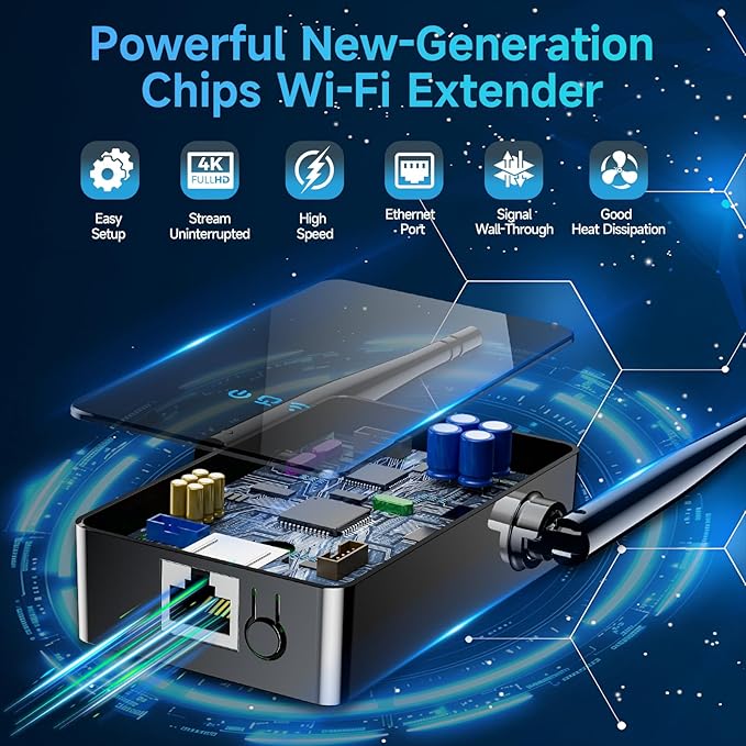 2025 WiFi Extender Signal Booster, New Gen Internet Booster for Home, 4X Faster, Covers up to 10,000 sq.ft, Wi-Fi Repeater with Ethernet Port, Wireless Long Range Amplifier, Easy Setup (Black)