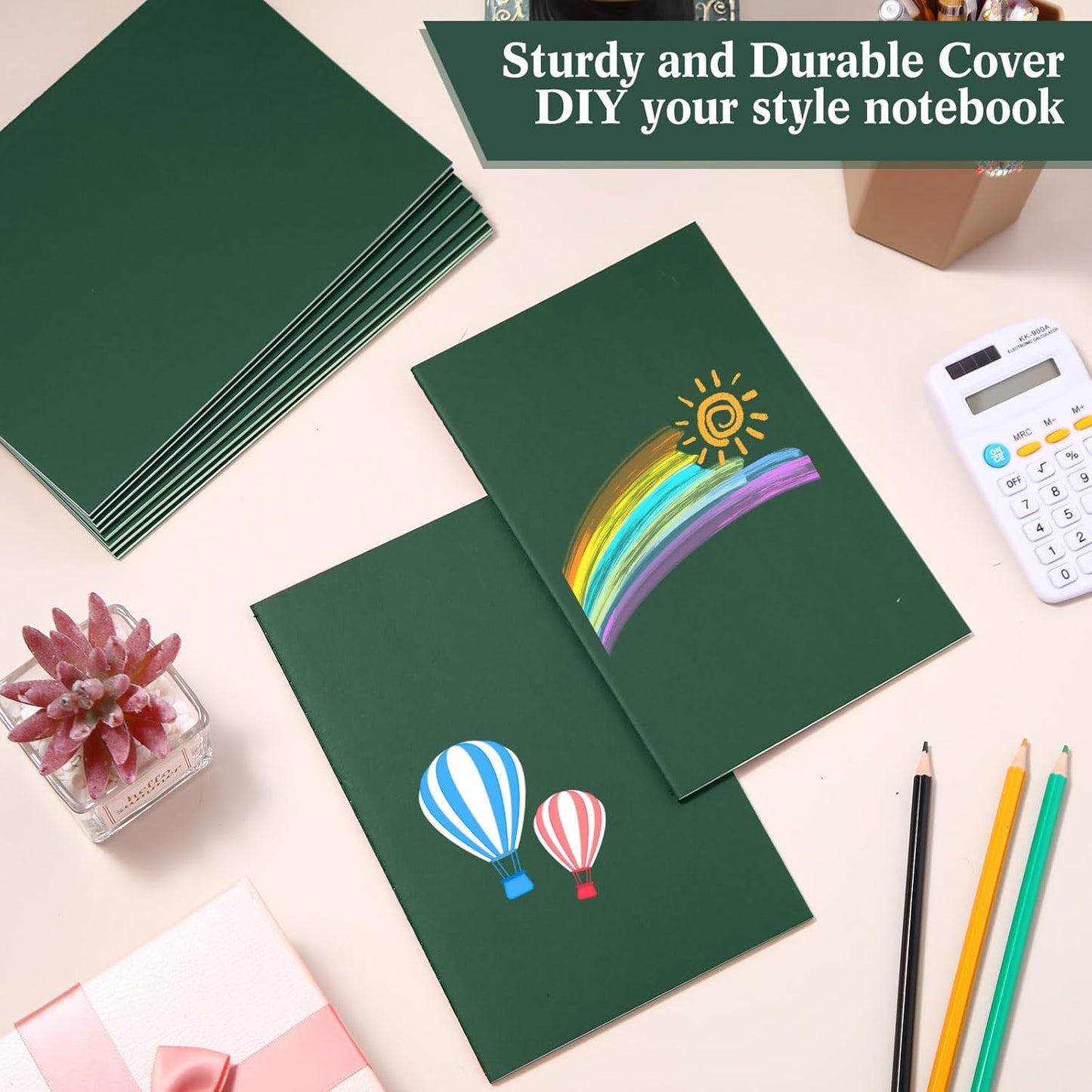 100 Pcs Kraft Notebook Journals 5.5 Inch x 8.3 Inch A5 Softcover Notebooks Bulk for Writing Sketch Office Notepad with 60 Pages 30 Sheets (Green,Lined)