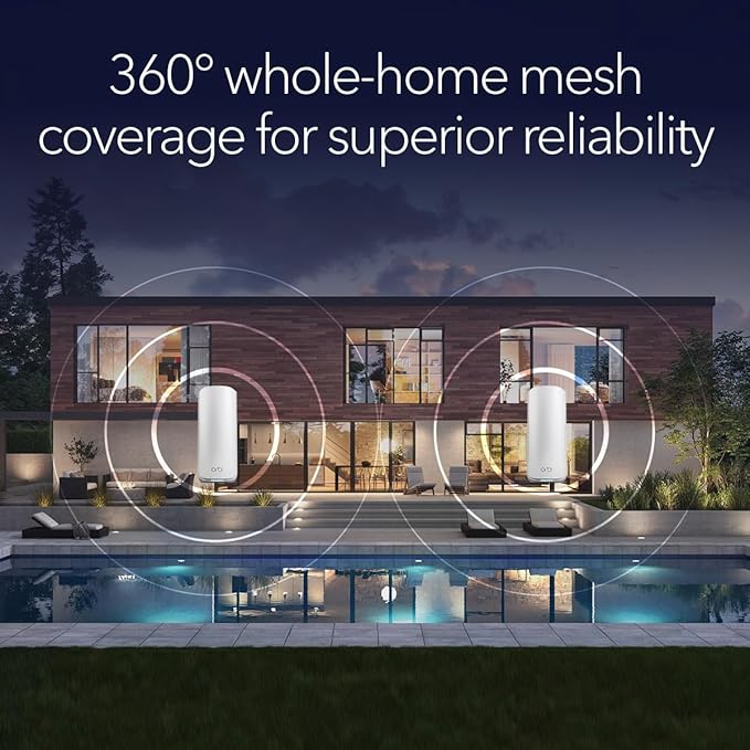 NETGEAR Orbi 870 Series Tri-Band WiFi 7 Mesh System (RBE872) - Router + 1 Satellite Extender, Security Features, Up to 21 Gbps, Covers Up to 6,000 Sq. Ft., 150 Devices, 10 Gig Internet Port, BE21000