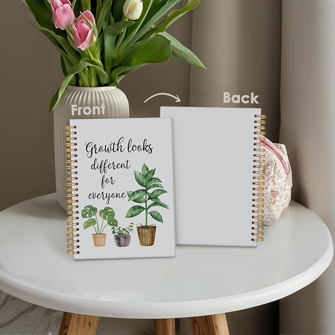Wheatwin Inspirational Hardcover Spiral Journal Notebook, Motivational Journal Gifts for Women Students Teachers Therapists, Growth Looks Different for Everyone Plant Notebook 5.5x8.3