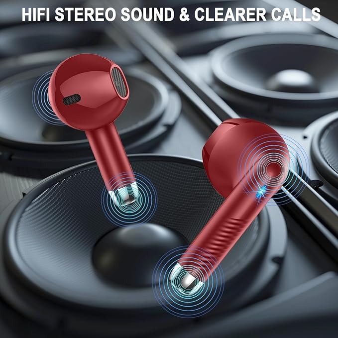 Wireless Earbuds, Bluetooth 5.4 Headphones LED Power Display Ear Buds Bass Stereo, Bluetooth Earbuds in-Ear Noise Cancelling Mic, 40H Playback Mini Case IP7 Waterproof Sports Earphones for Android iOS