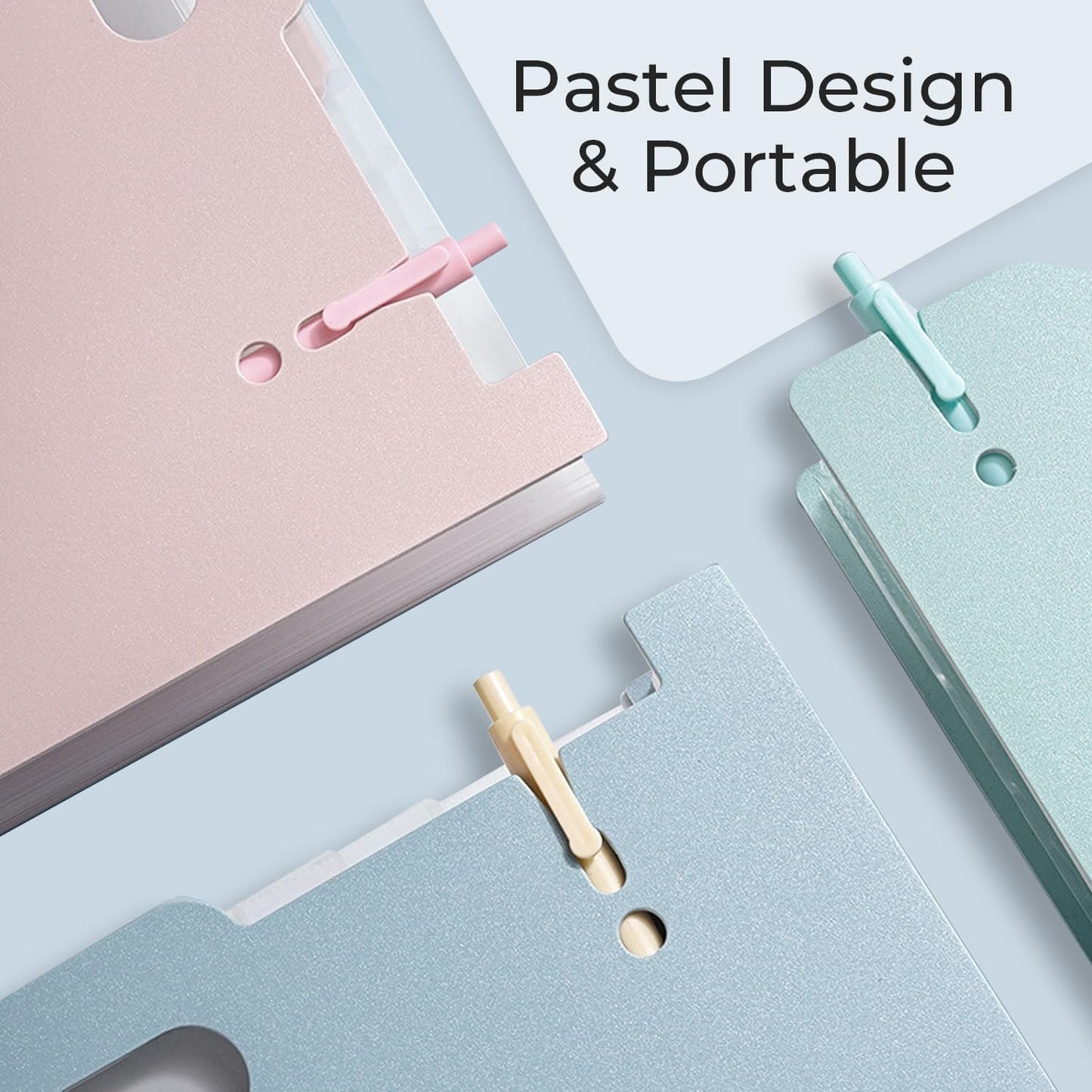 Y YOMA 2 Pack Accordion File Organizer with Handle 12 Pockets Expanding File Folder with Removable Tabs for A4 Letter Size Paper Portable Plastic Filing Organizer Bill Receipt Holder, Mint Green