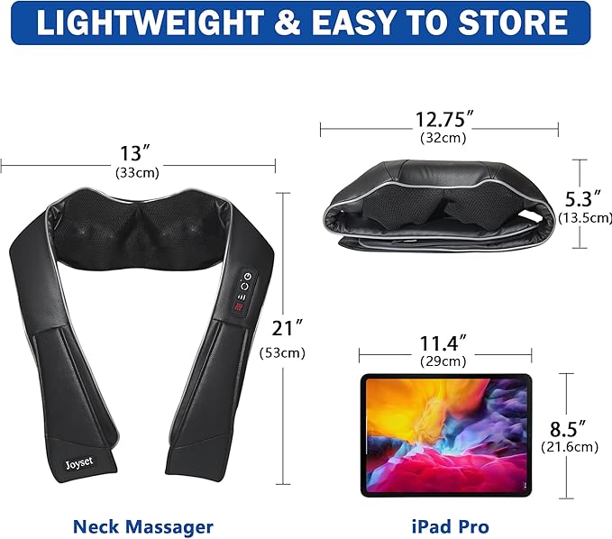 Joyset Neck Massager for Pain Relief Deep Tissue with Heat,Shiatsu Neck and Back Massager 4D Deep Kneading Massage for Shoulder,Gifts for Women Men Mom Dad Friend