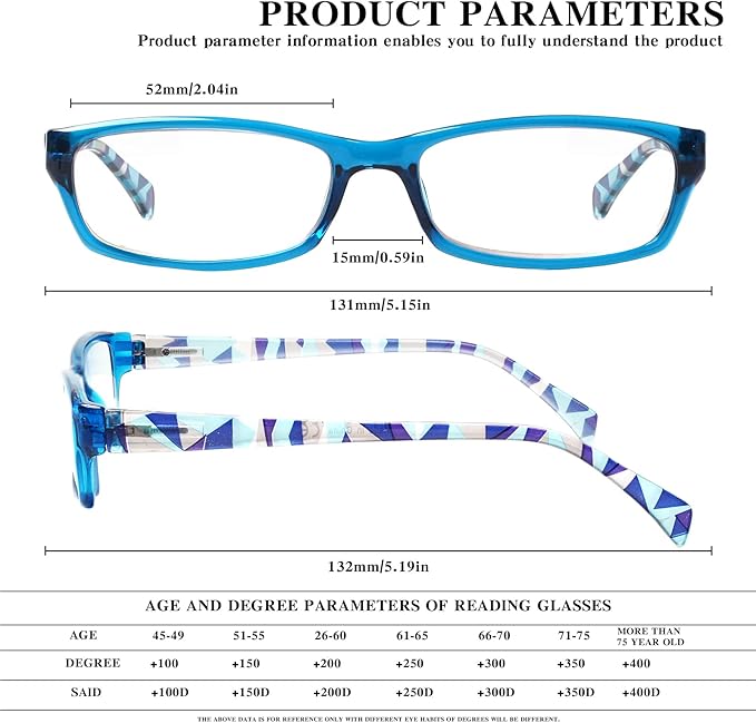 VIDEBLA 5 Pack Computer Reading Glasses Men and Women Anti Eyestrain Blue Light Blocking Glasses for Reading (5 Blue, 2.0)